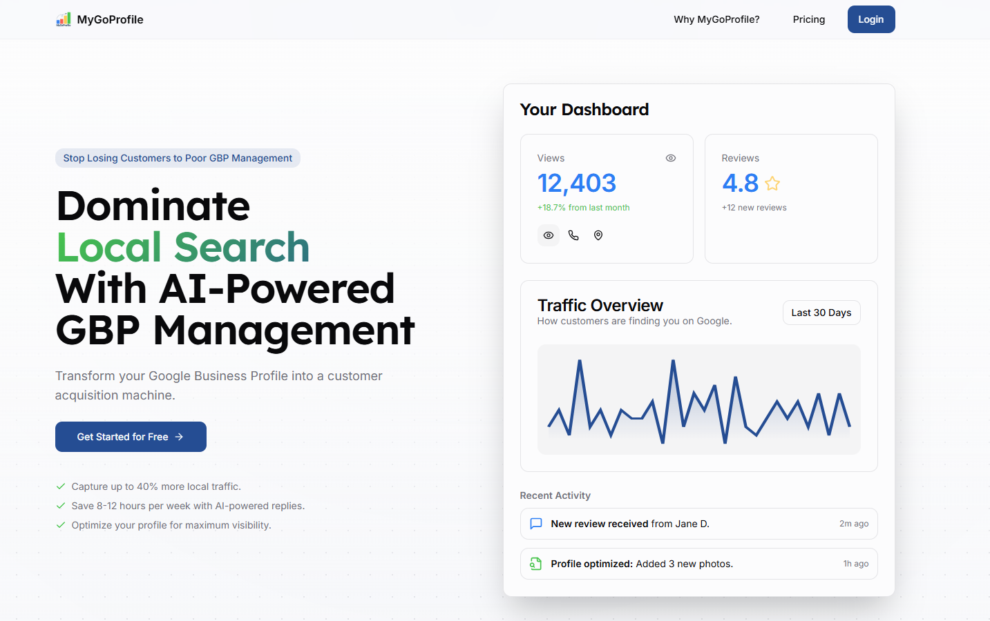 MyGoProfile platform screenshot