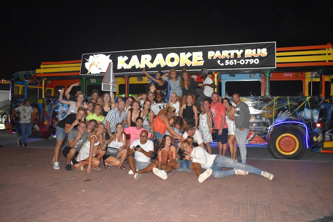 Karaoke Party Bus with Giovanni Trim party bus in Aruba
